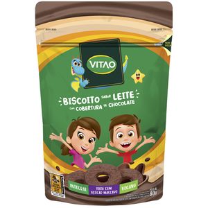 Biscoito de Leite Cobertura Chocolate Kids 80g
