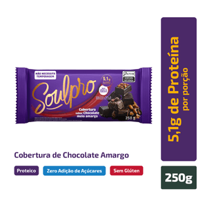 Cobertura Proteica Soulpro Sabor Chocolate Meio Amargo Zero 250g