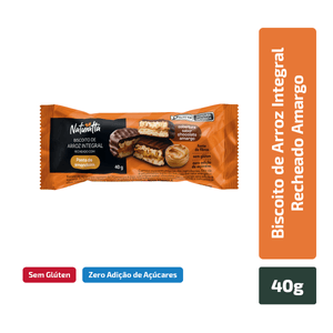 Naturatta biscoito de arroz recheado com pasta de amendoim cobertura chocolate meio amargo 40g