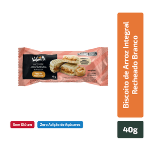 Naturatta biscoito de arroz recheado com pasta de amendoim cobertura chocolate branco 40g