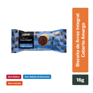 Naturatta biscoito de arroz cobertura de chocolate meio amargo zero 16g