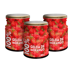 Kit 3 Un Geleia Delakasa 100% Morango 180g