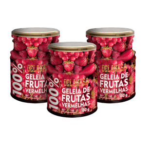 Kit 3 Un Geleia Delakasa 100% Frutas Vermelhas 180g